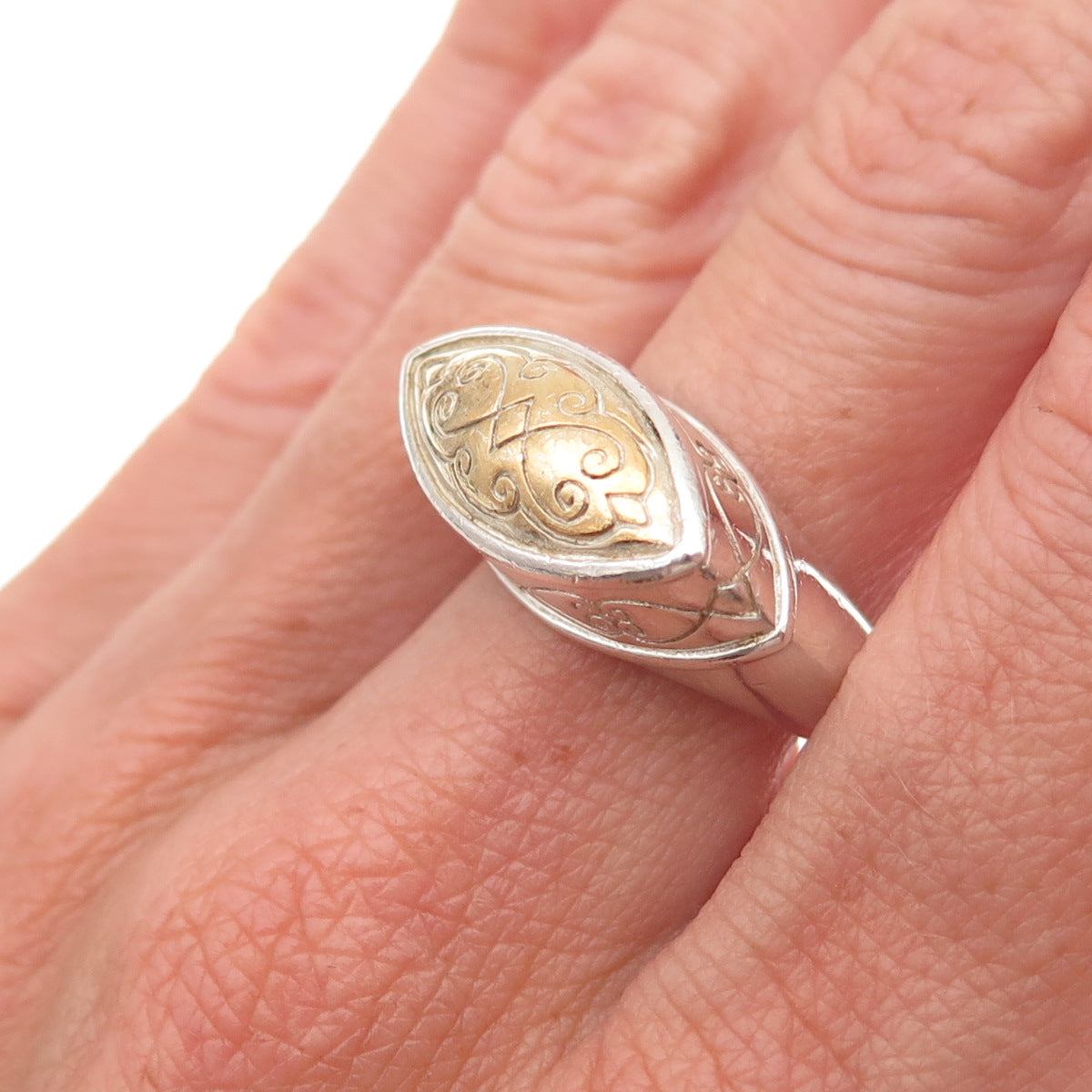 Brighton 925 Sterling Silver 2-Tone Vintage Infinity Heart Ring Size 8