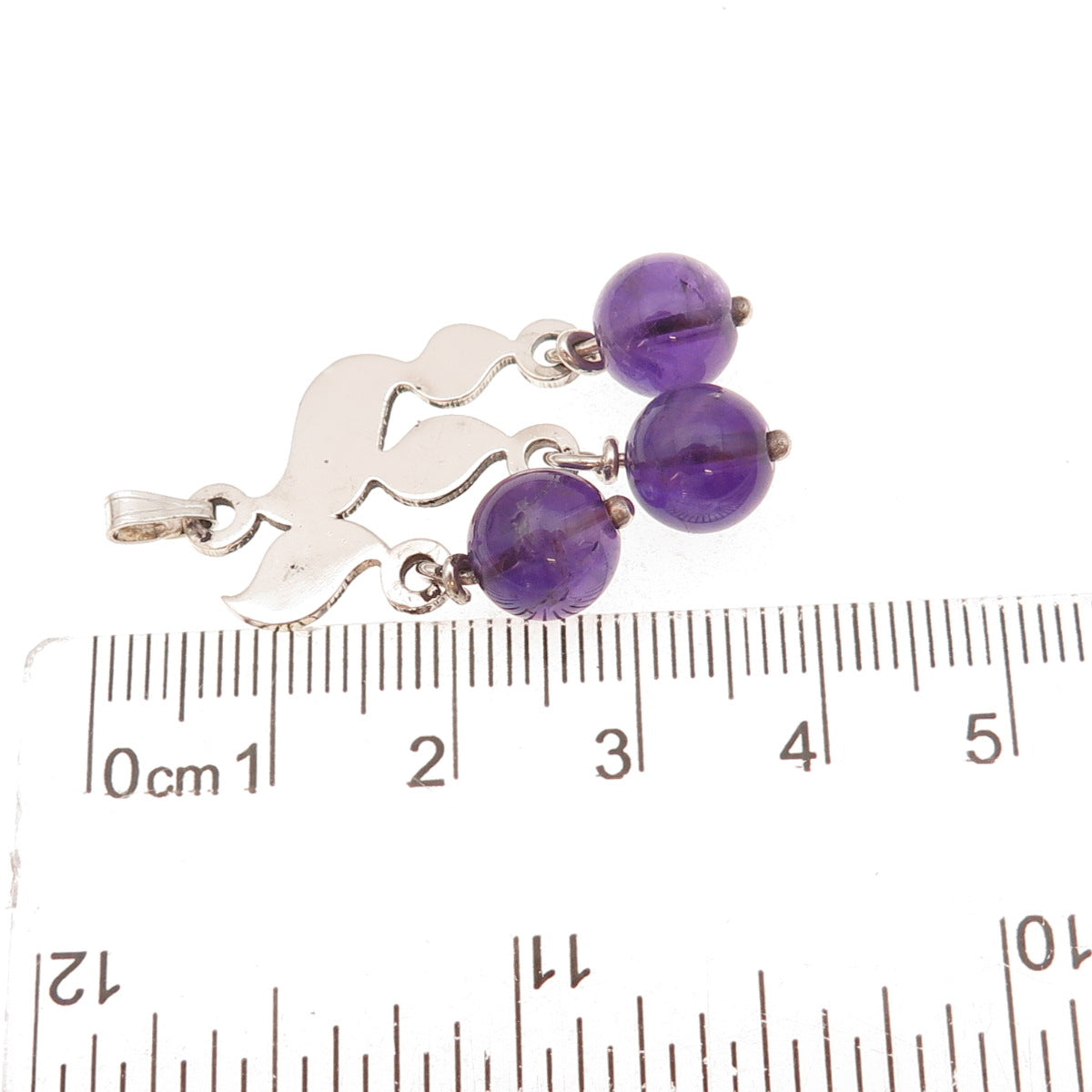 925 Sterling Silver Vintage Real Amethyst Chai Judaica Charm Pendant