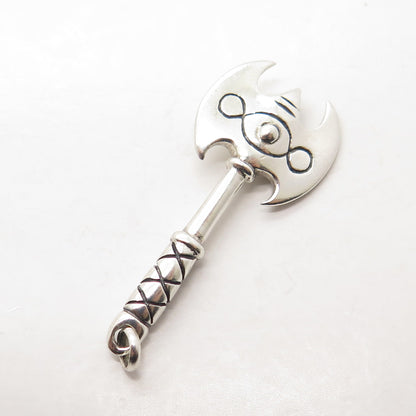 PETER STONE 925 Sterling Silver Vintage Axe Ethnic Pendant