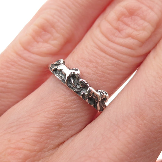 Gordon Smith Sterling Silver Vintage 1995 Horse Couple Oxidized Ring Size 5.5