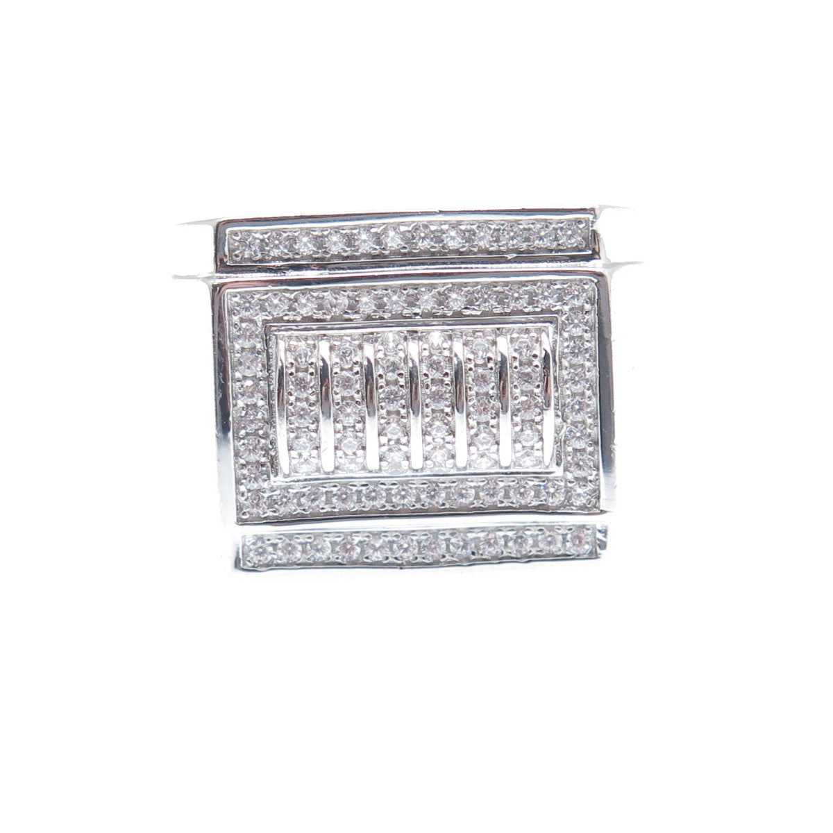 925 Sterling Silver Round-Cut Shaped C Z Sparkle Ring Size 10.25