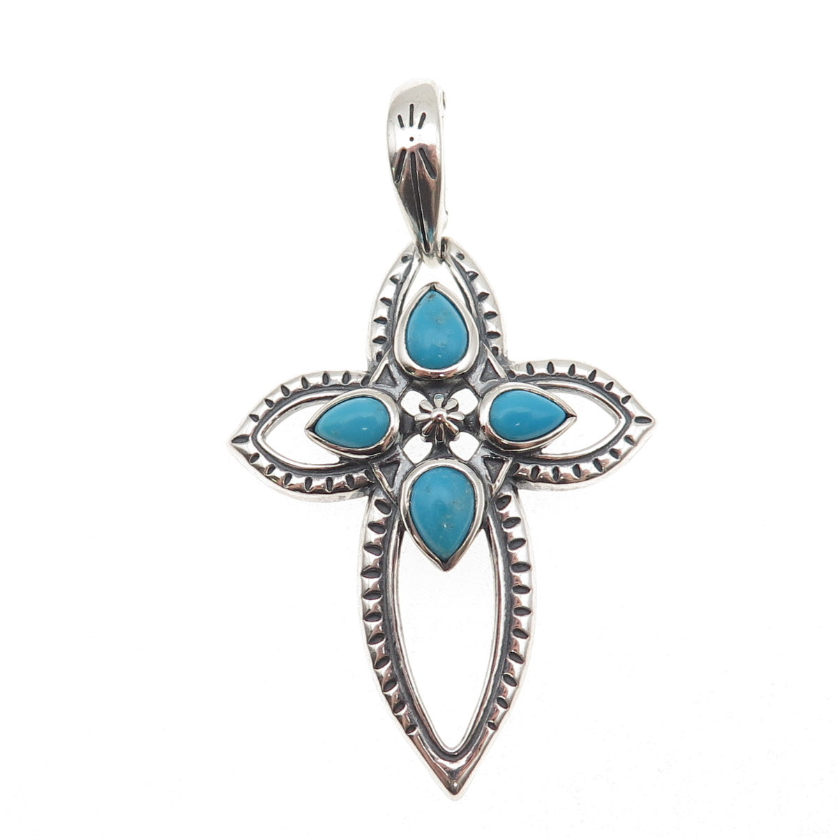 Carolyn Pollack American West Old Pawn Sterling Vintage Turquoise Cross Pendant