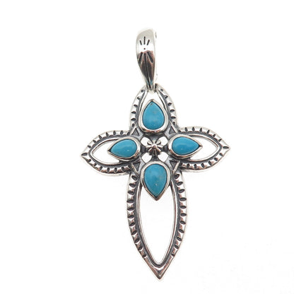 Carolyn Pollack American West Old Pawn Sterling Vintage Turquoise Cross Pendant