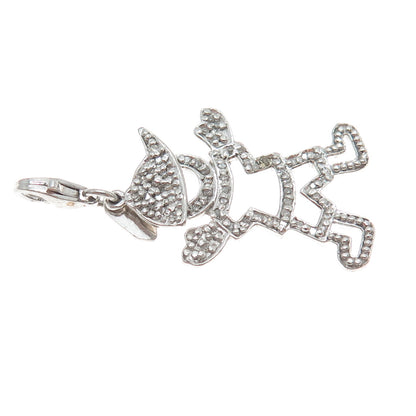 DASAN INC 925 Sterling Silver Real Round-Cut Diamond Boy Lobster Lock Pendant