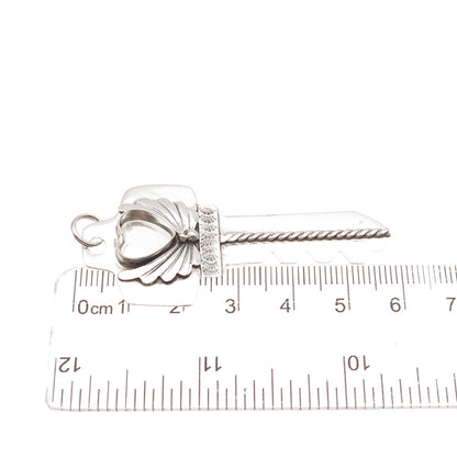 Benson Manygoats Navajo Old Pawn Sterling Vintage Key Pendant (missing stone)