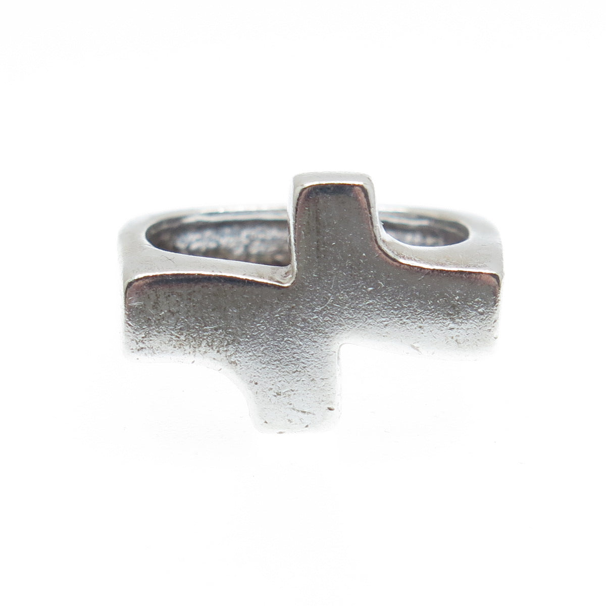 925 Sterling Silver Vintage Modernist Bypass Cross Ring Size 6.75