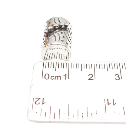 925 Sterling Silver Vintage Modernist Beaded Oxidized Charm Pendant