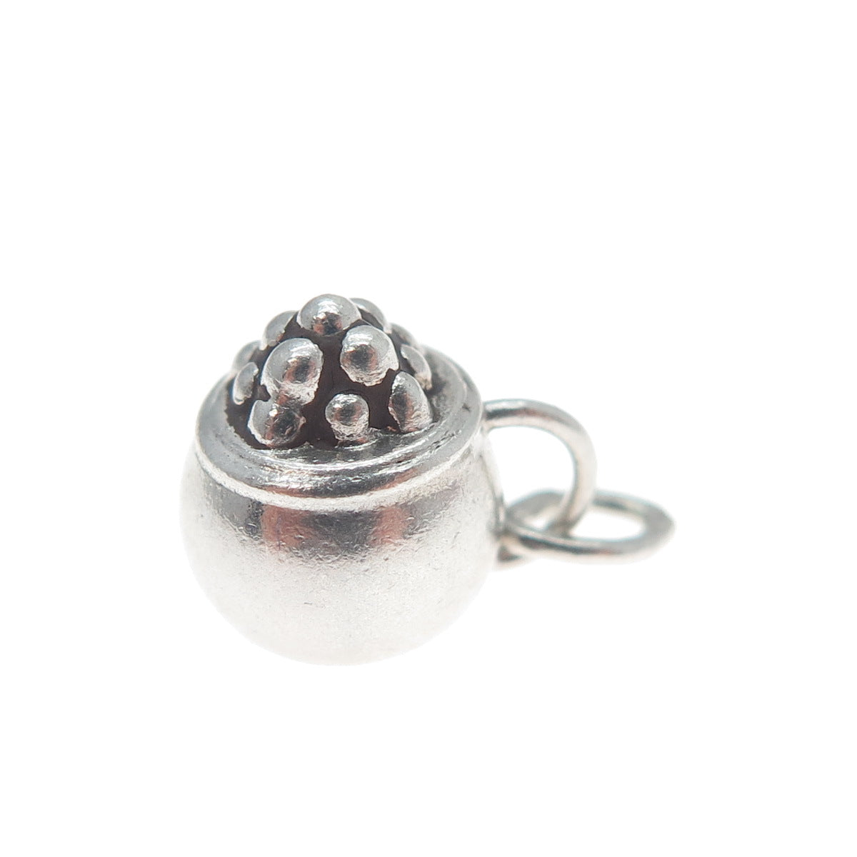 925 Sterling Silver Vintage Fruit Cup Minimalist 3D Charm Pendant