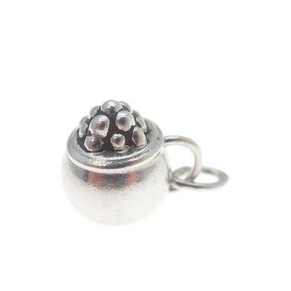 925 Sterling Silver Vintage Fruit Cup Minimalist 3D Charm Pendant