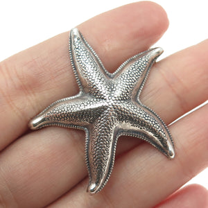 BEAU 925 Sterling Silver Antique Art Deco Starfish Oxidized Pin Brooch