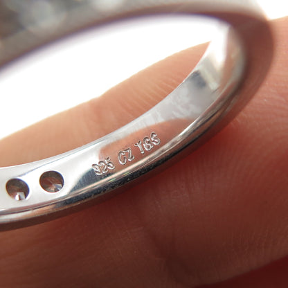 925 Sterling Silver Round-Cut C Z Half Eternity Band Ring Size 7