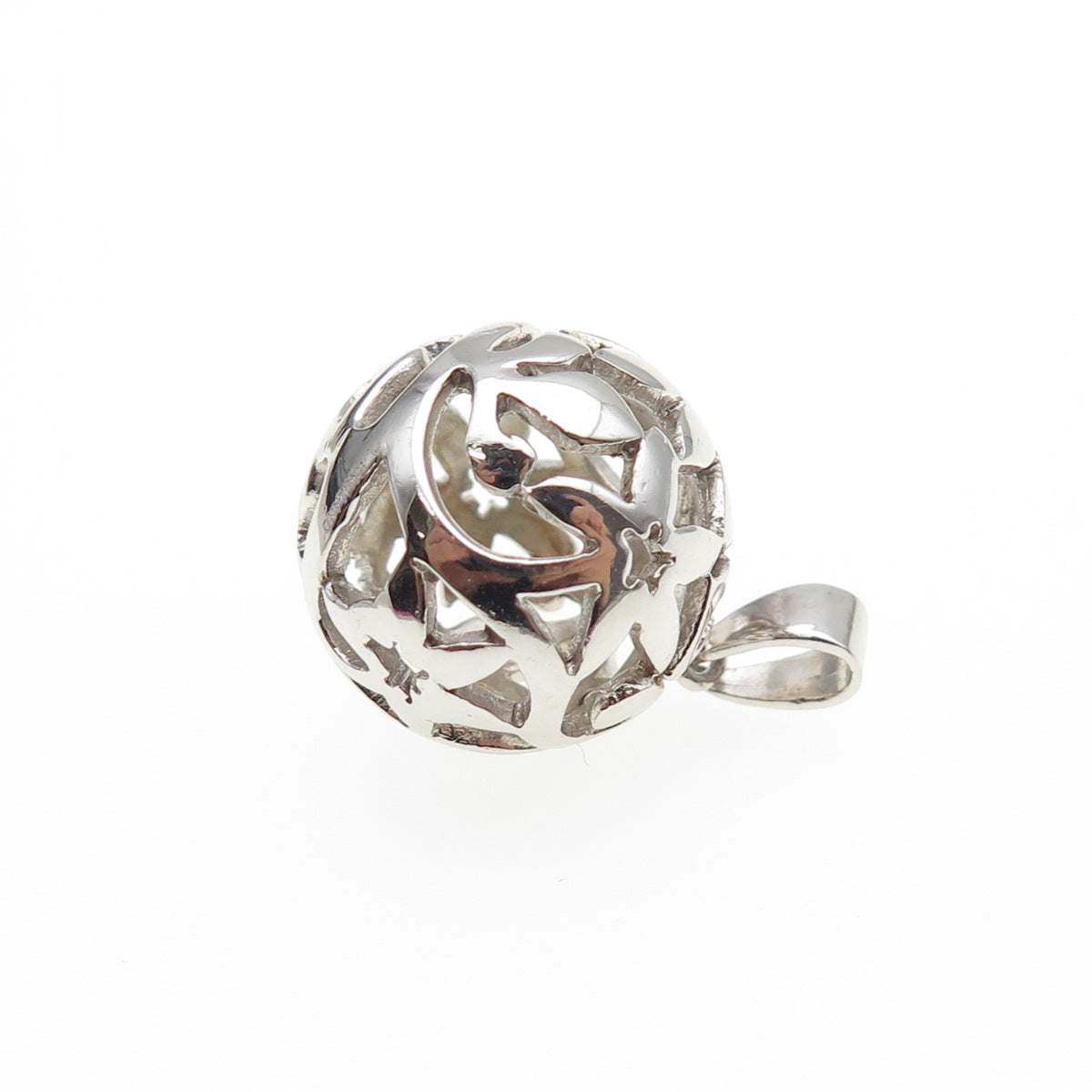 925 Sterling Silver Vintage Floral Ornate Ball Mini 3D Charm Pendant