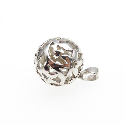 925 Sterling Silver Vintage Floral Ornate Ball Mini 3D Charm Pendant
