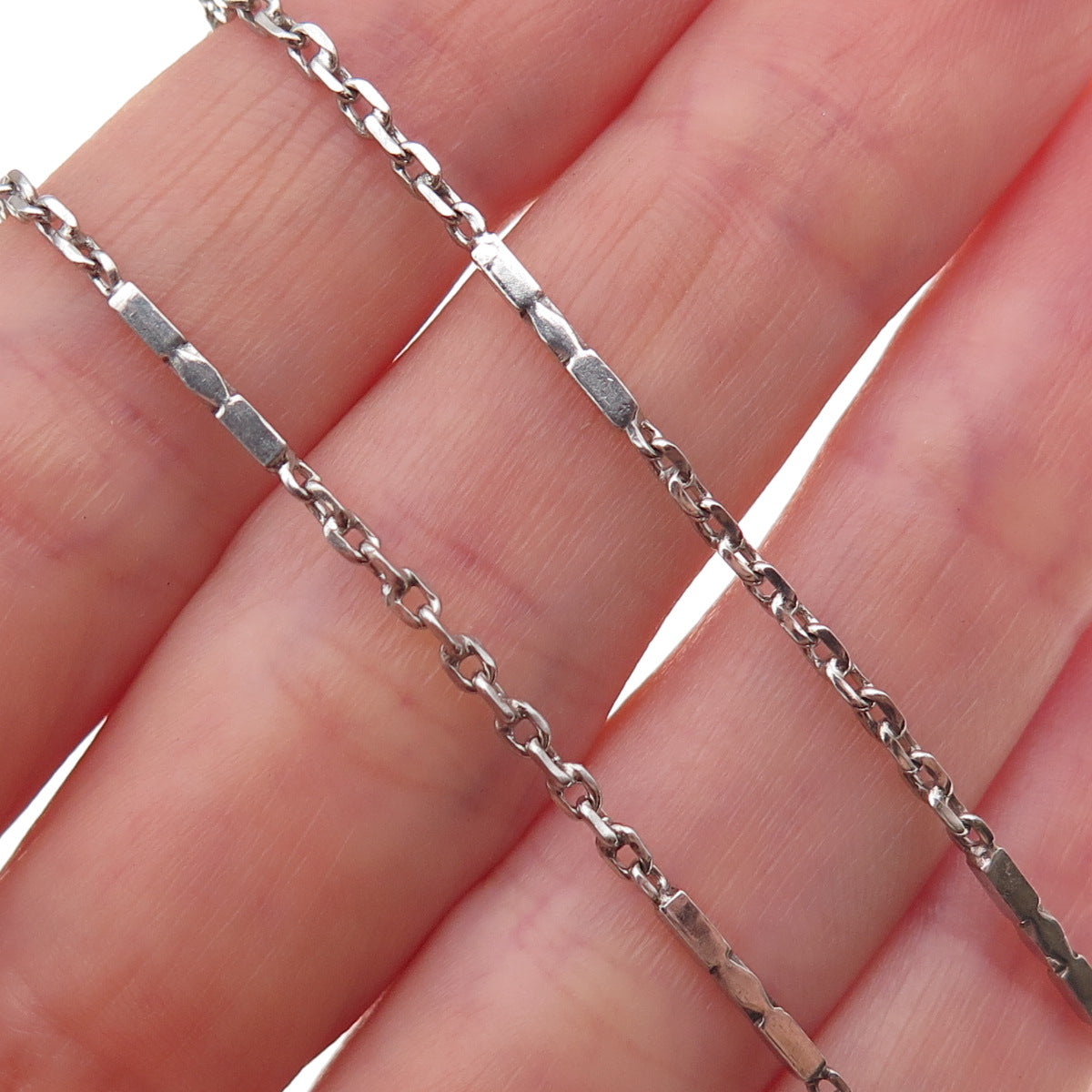 925 Sterling Silver Antique Art Deco Bar Cable Chain Necklace 14" (broken link)