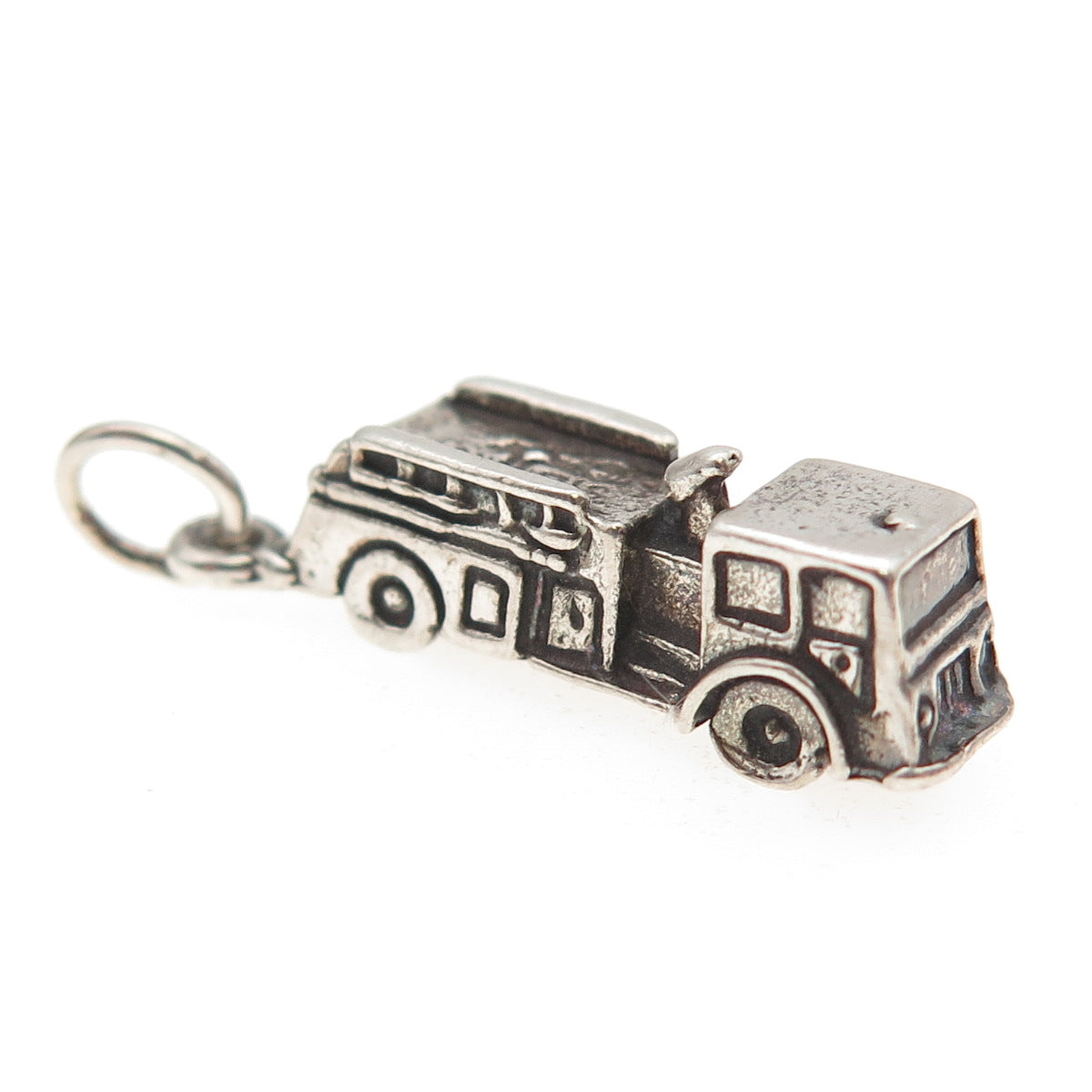 Sunwest 925 Sterling Silver Vintage Fire Truck Oxidized 3D Charm Pendant