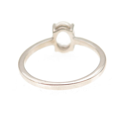 Dazzlers 925 Sterling Silver Real Oval-Cut White Topaz Engagement Ring Size 7