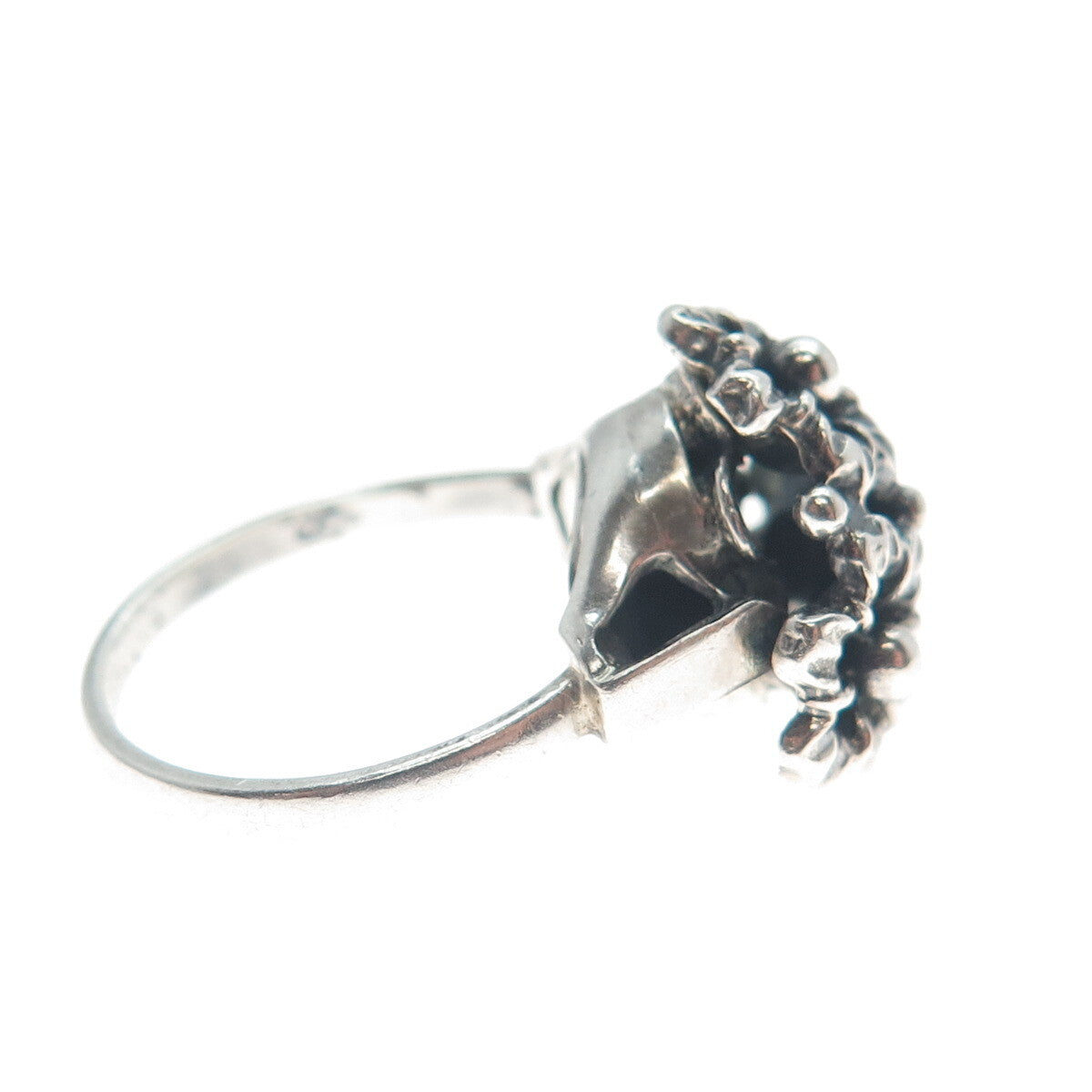 DIADEMA 925 Sterling Silver Antique Art Deco Flower Oxidized Ring Size 6.25