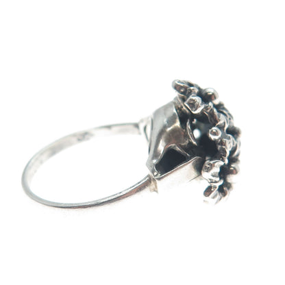 DIADEMA 925 Sterling Silver Antique Art Deco Flower Oxidized Ring Size 6.25