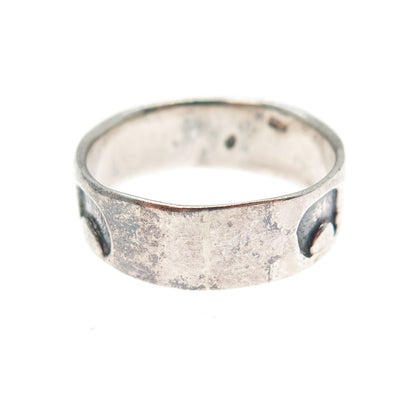 925 Sterling Silver Vintage Crescent Moon Band Ring Size 9.25