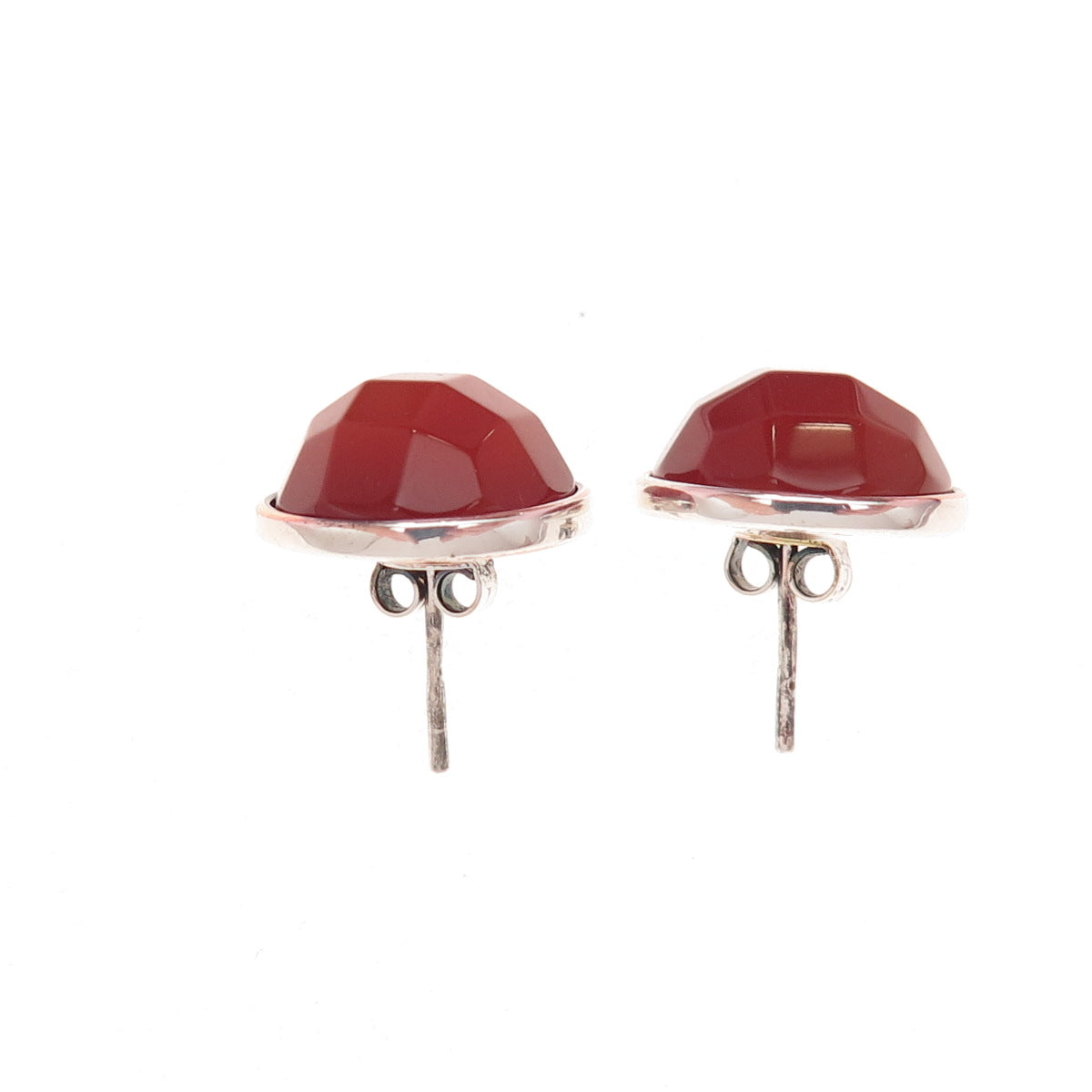 925 Sterling Silver Vintage Real Carnelian Stud Earrings