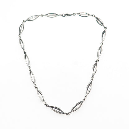 925 Sterling Silver Vintage Modernist Oxidized Chain Necklace 18"
