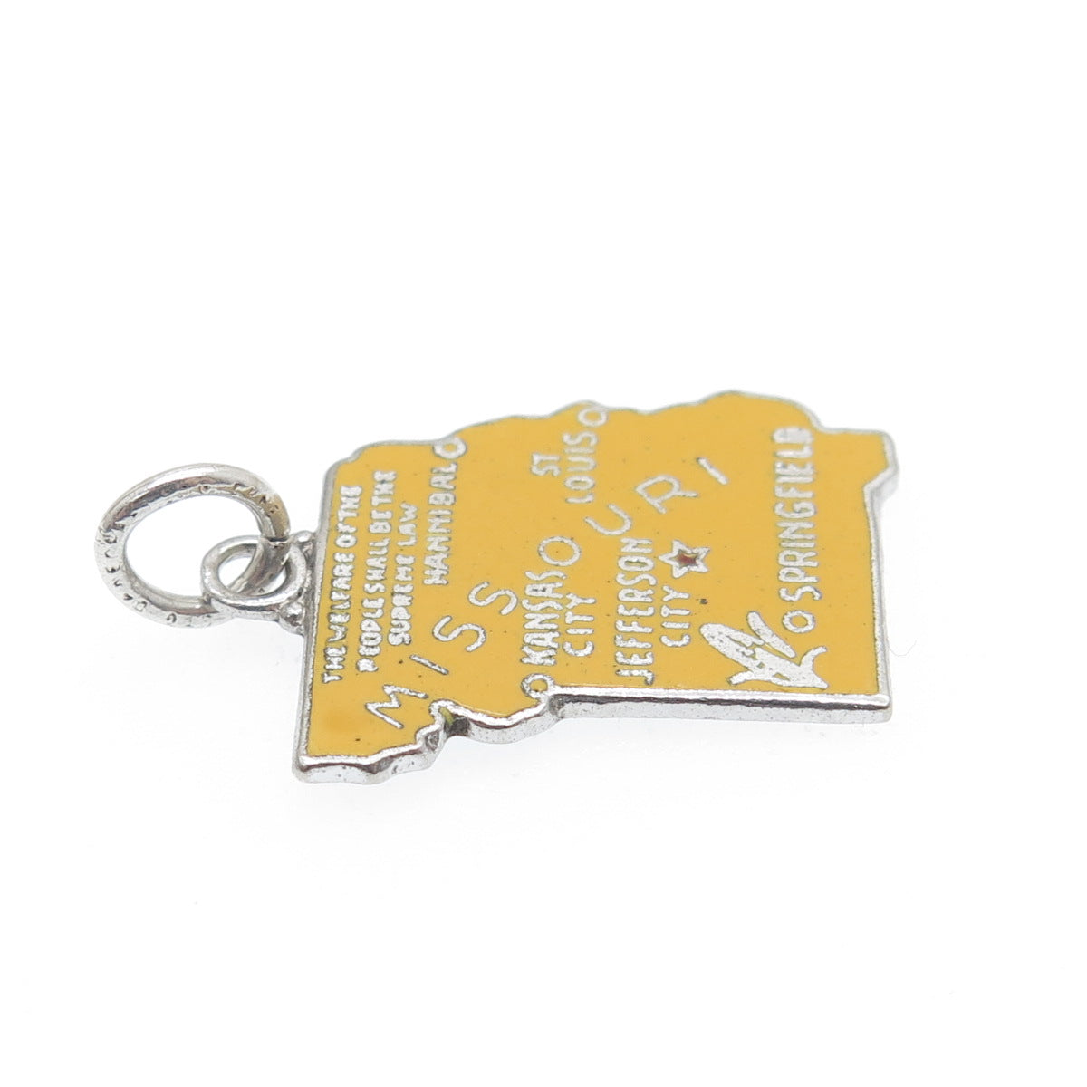 925 Sterling Silver Vintage Enamel Missouri State Map Minimalist Charm Pendant