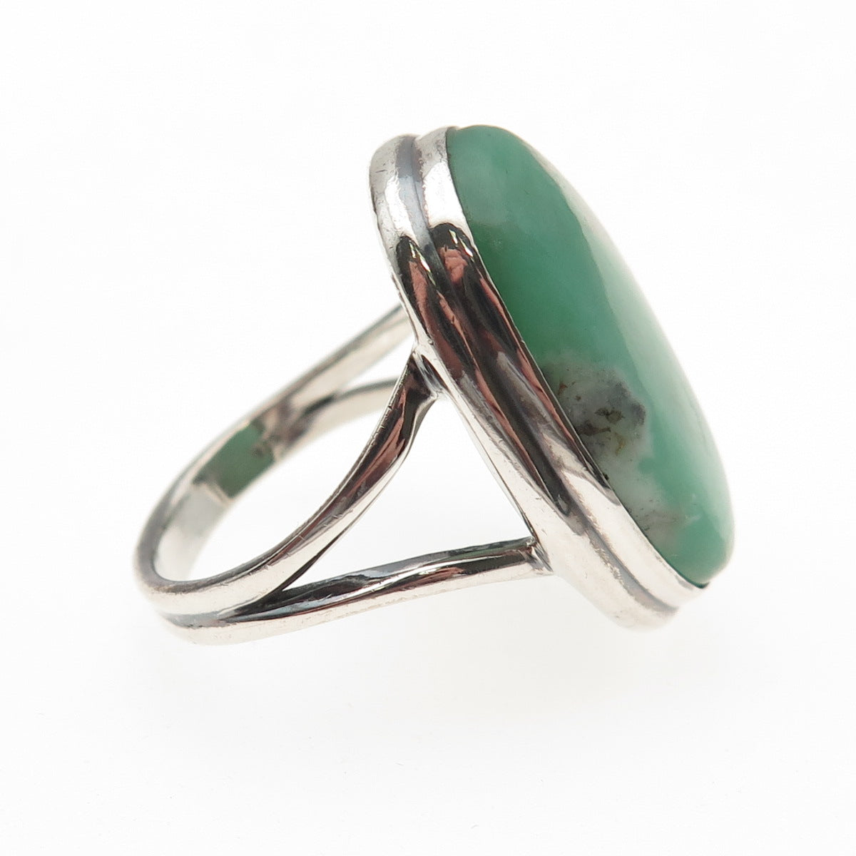 925 Sterling Silver Vintage Real Cabochon Chrysoprase Ring Size 9.5