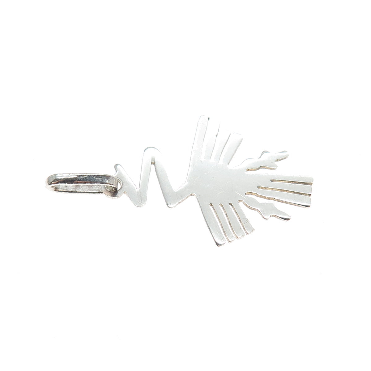 925 Sterling Silver Vintage Modernist Stork Bird Charm Pendant
