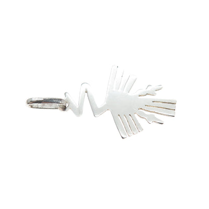 925 Sterling Silver Vintage Modernist Stork Bird Charm Pendant