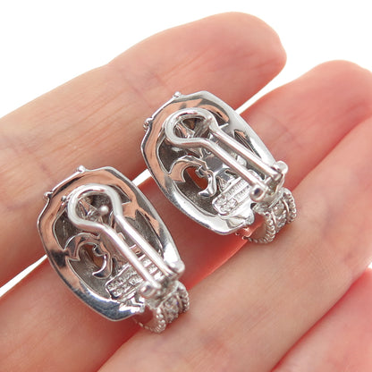 JUDITH RIPKA 925 Sterling Silver Real Citrine & C Z Omega Back Earrings