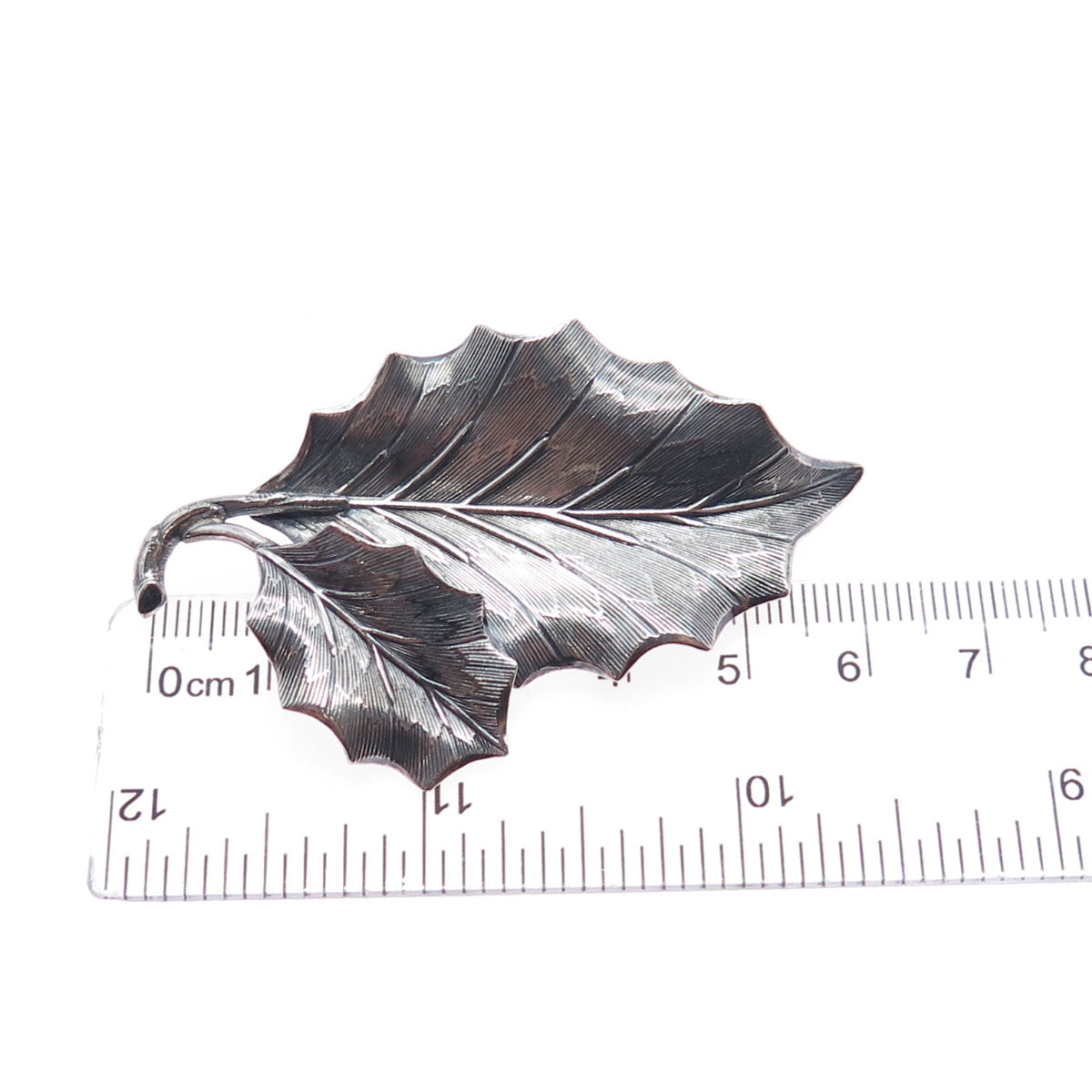 DANECRAFT 925 Sterling Silver Antique Art Deco Floral Leaf Oxidized Pin Brooch