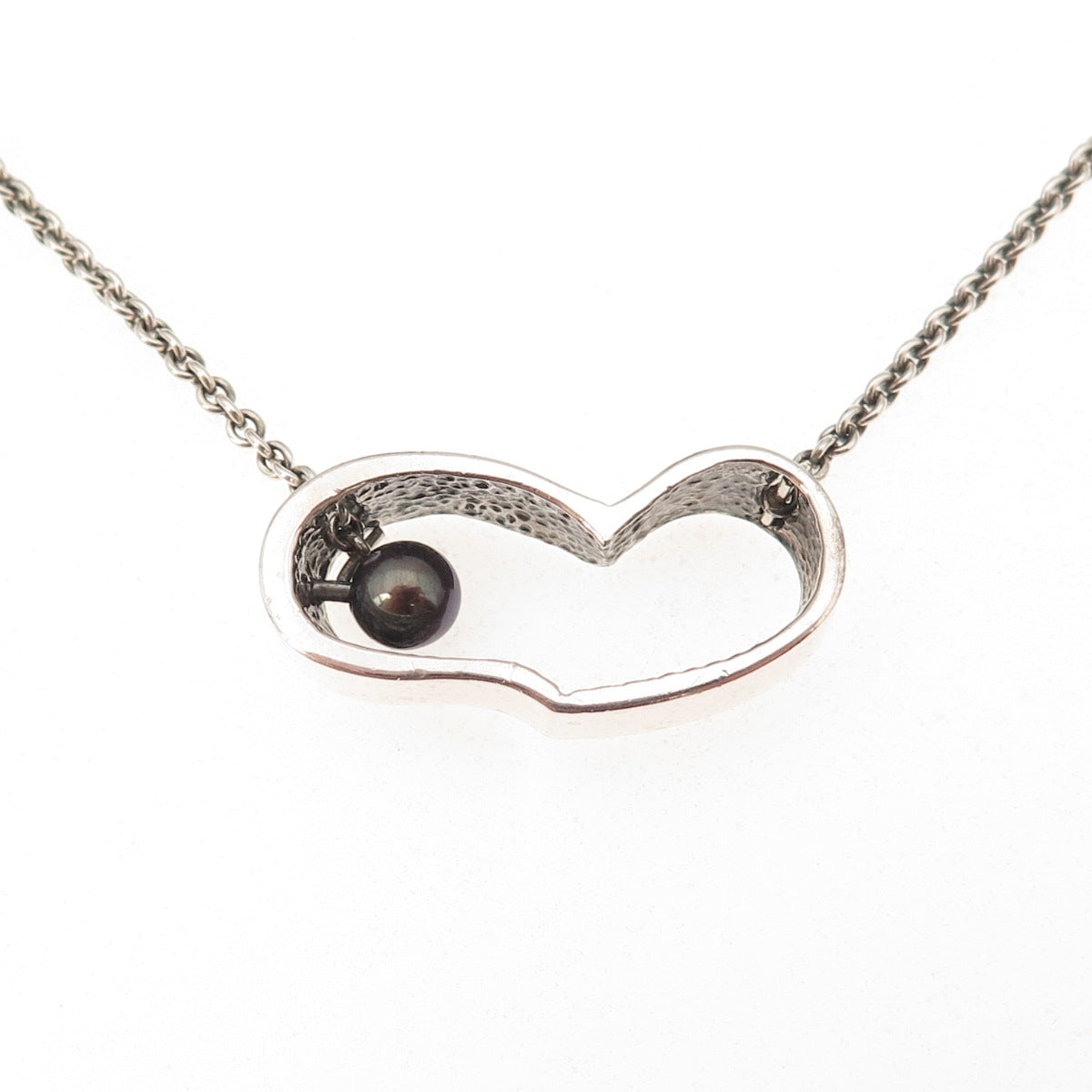 Be Well with Arielle 925 Sterling Silver Vintage Real Pearl Heart Necklace 18"
