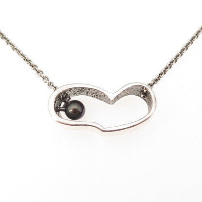 Be Well with Arielle 925 Sterling Silver Vintage Real Pearl Heart Necklace 18"