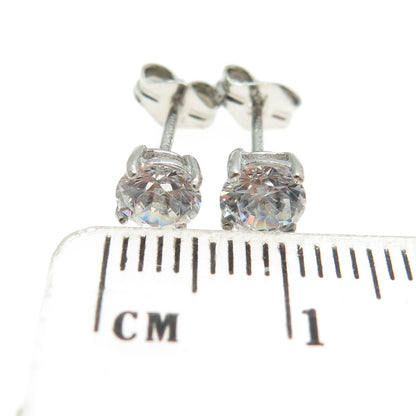 925 Sterling Silver Round-Cut C Z Stud Earrings