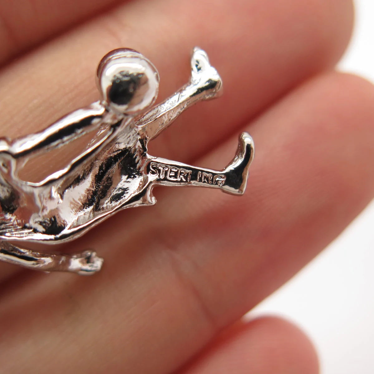 925 Sterling Silver Vintage Bowling Girl Pendant