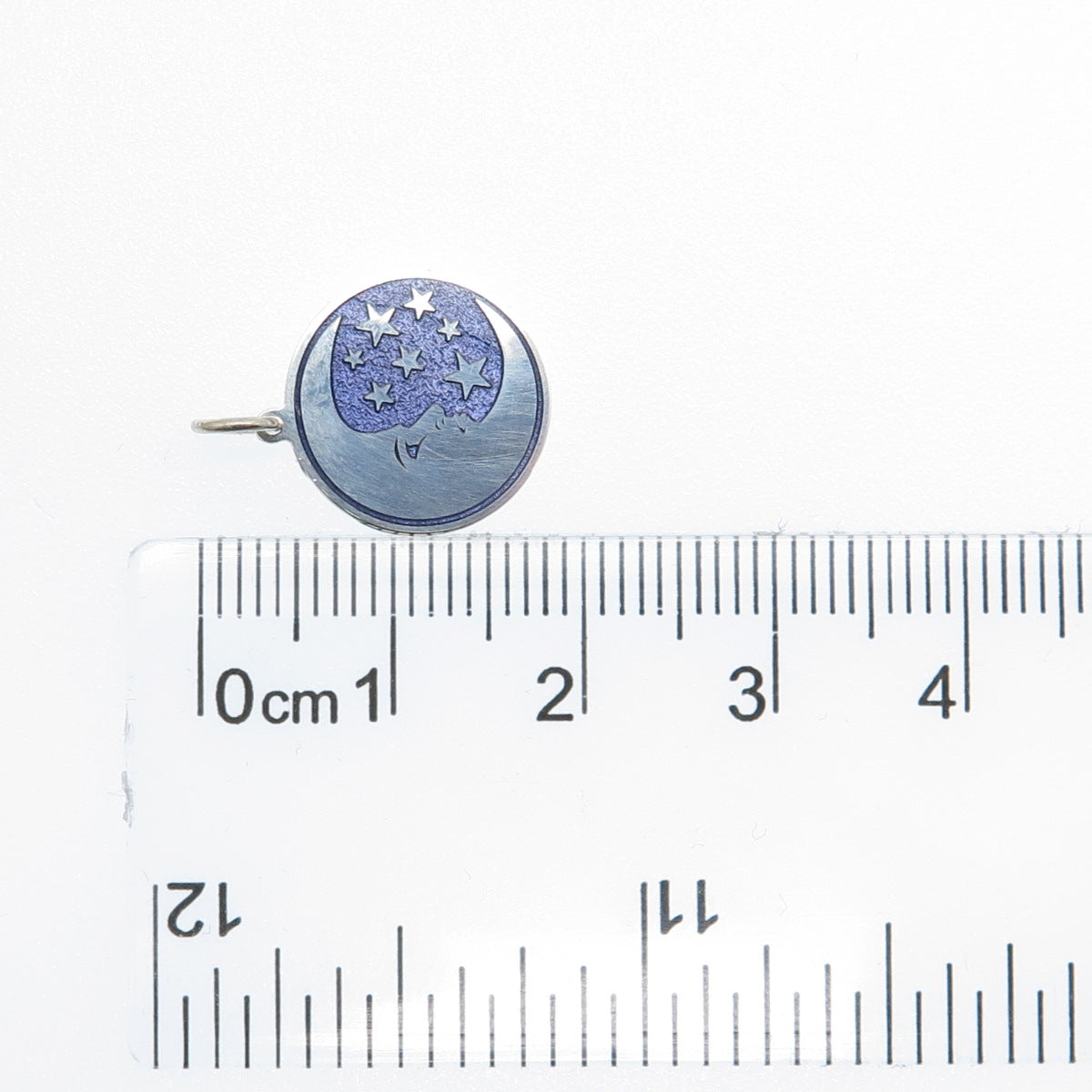 925 Sterling Silver Enamel Crescent Man in The Moon Minimalist Charm Pendant