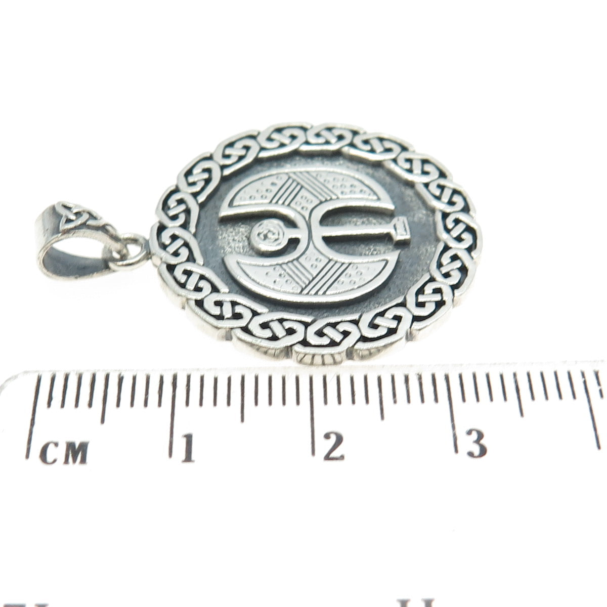 PETER STONE 925 Sterling Silver Vintage Celtic Knot Symbol Oxidized Pendant