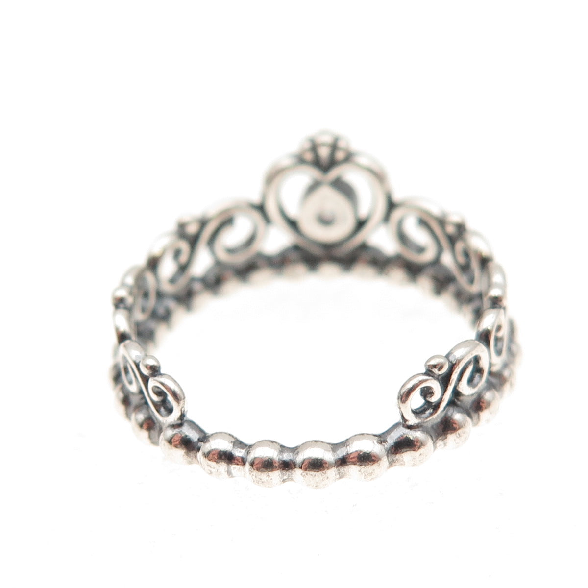 Pandora 925 Sterling Silver Round-Cut C Z Princess Tiara Ring Size 6