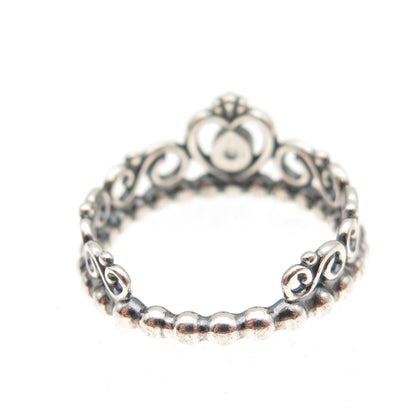 Pandora 925 Sterling Silver Round-Cut C Z Princess Tiara Ring Size 6