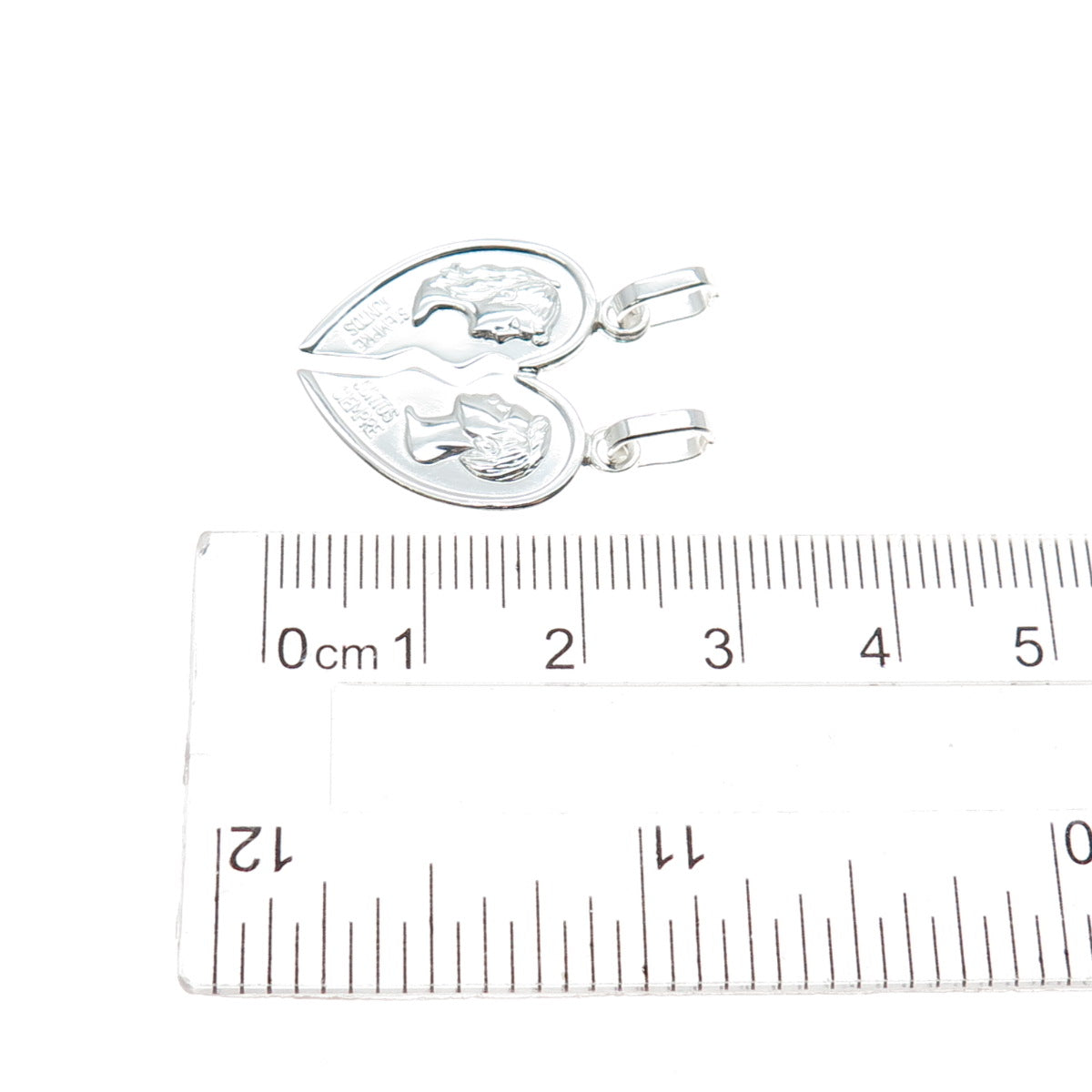 925 Sterling Silver Italy Always Together Broken Heart Charm Pendant