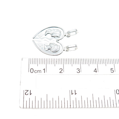 925 Sterling Silver Italy Always Together Broken Heart Charm Pendant
