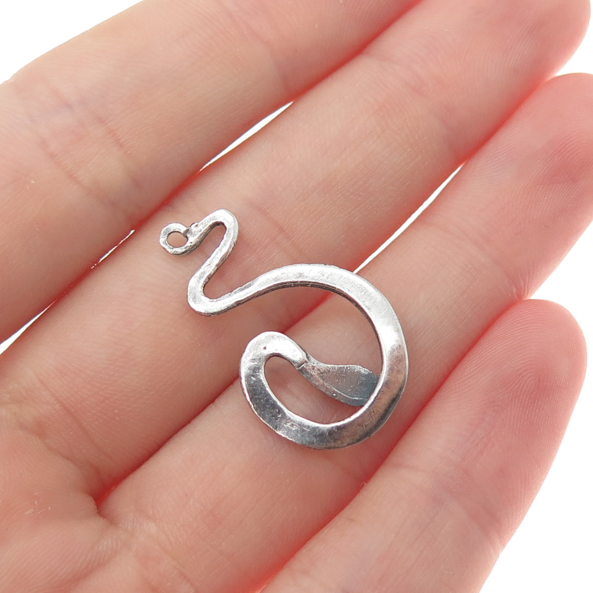 925 Sterling Silver Vintage Snake Oxidized Charm Pendant