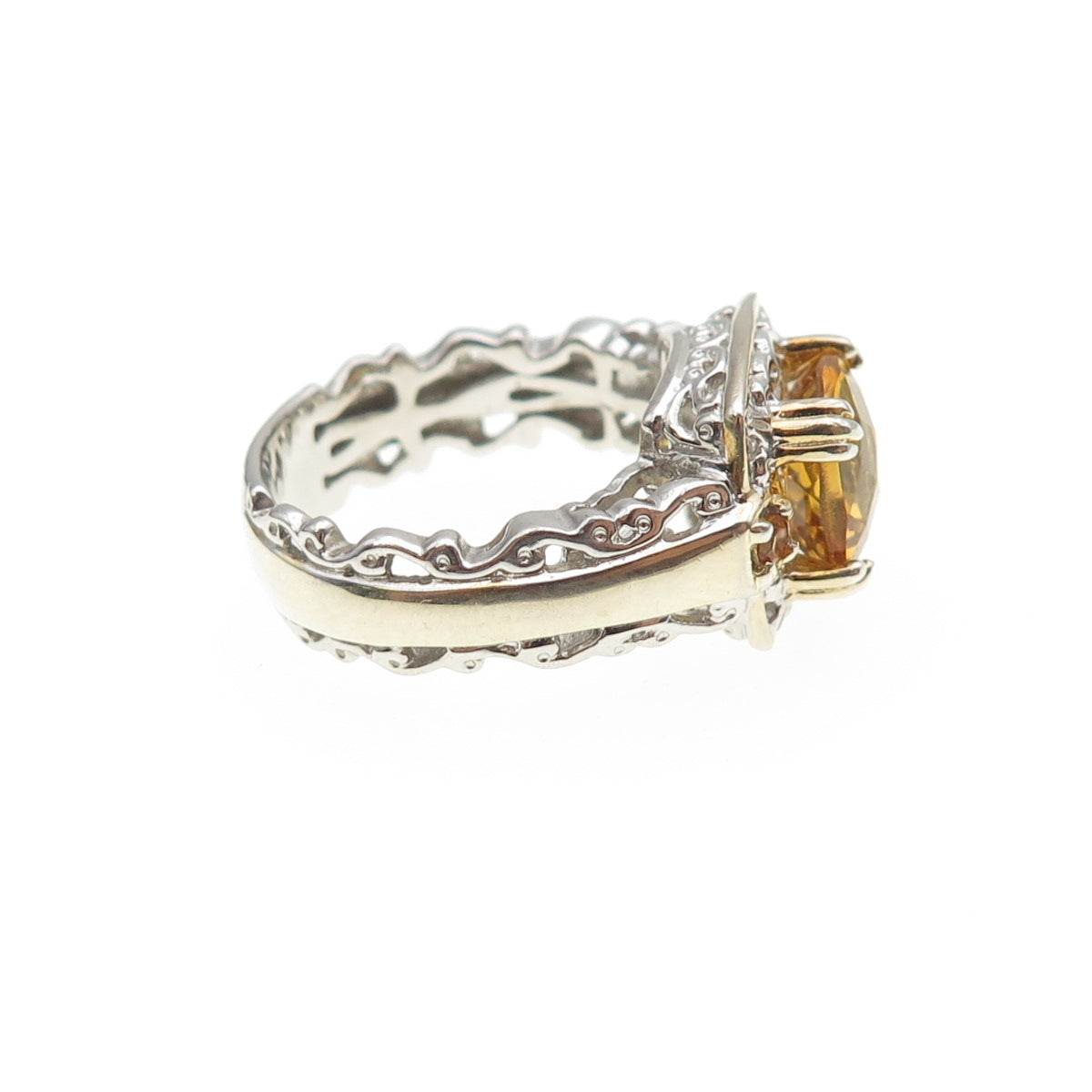 MICHAEL VALITUTTI Gems En Vogue 925 Sterling 2-Tone Real Citrine Ring Size 6.25