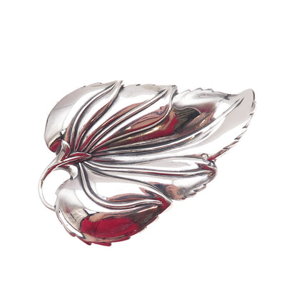 Danecraft 925 Sterling Silver Vintage Floral Leaf Oxidized Pin Brooch