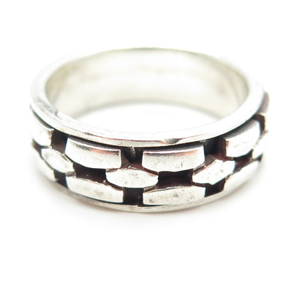 925 Sterling Silver Vintage Brisk Band Ring Size 10.25