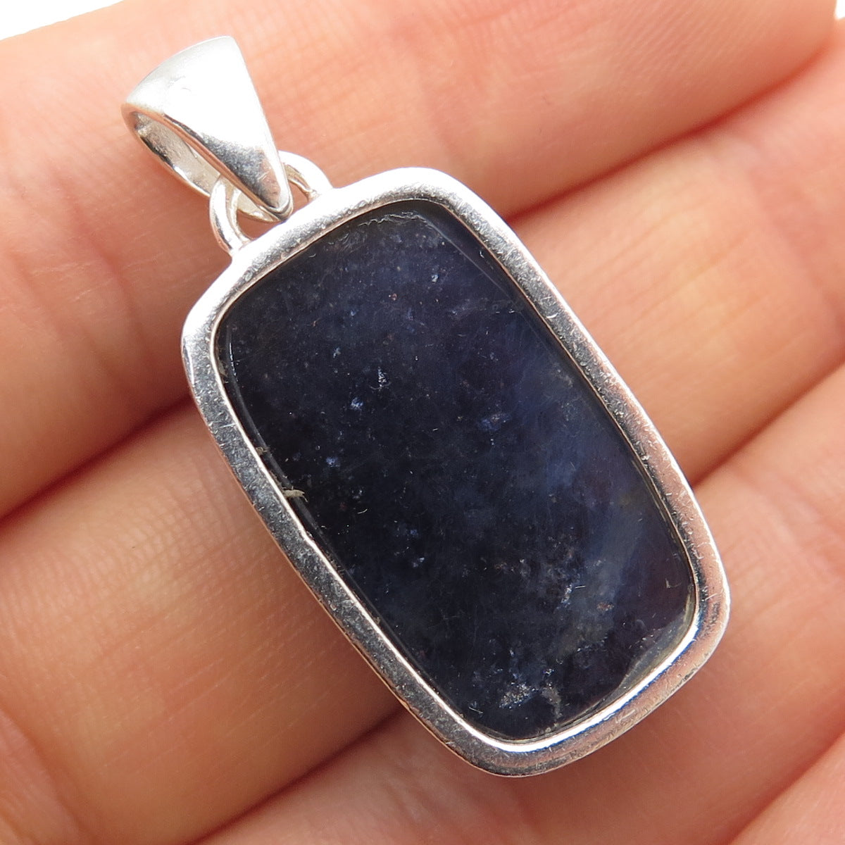 925 Sterling Silver Vintage Real Cabochon Lepidolite Charm Pendant
