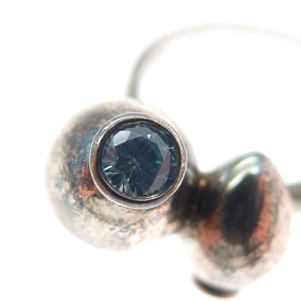 TSIKOLIA 925 Sterling Silver Blue & Purple C Z Vase Oxidized Ring Size 6.5