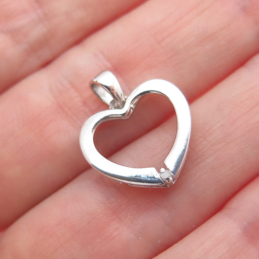 ROSS SIMONS 925 Sterling Silver Real Diamond Heart Minimalist Charm Pendant