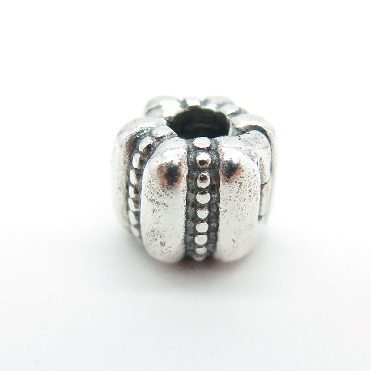 PANDORA 925 Sterling Silver Ridges Barrel Clip Charm