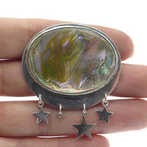 GFMW Great Falls Metal Works Sterling Silver Vintage Abalone Shell Star Brooch